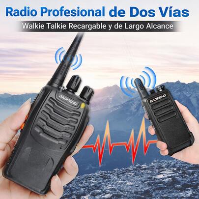 Radio de Comunicación Walkie Talkie Inalámbrico 16 Canales con Micrófono,Intercomunicador Profesional Impermeable con LED Largo Alcance, Sonido Claro y Señal Estable Ideal para  Restaurantes Hoteles y Actividades al Aire Libre