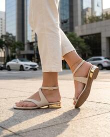 Beira Rio Sandal With Crossed Straps, Comfortable, ORIGINAL 8504.109 - White Off - View 2