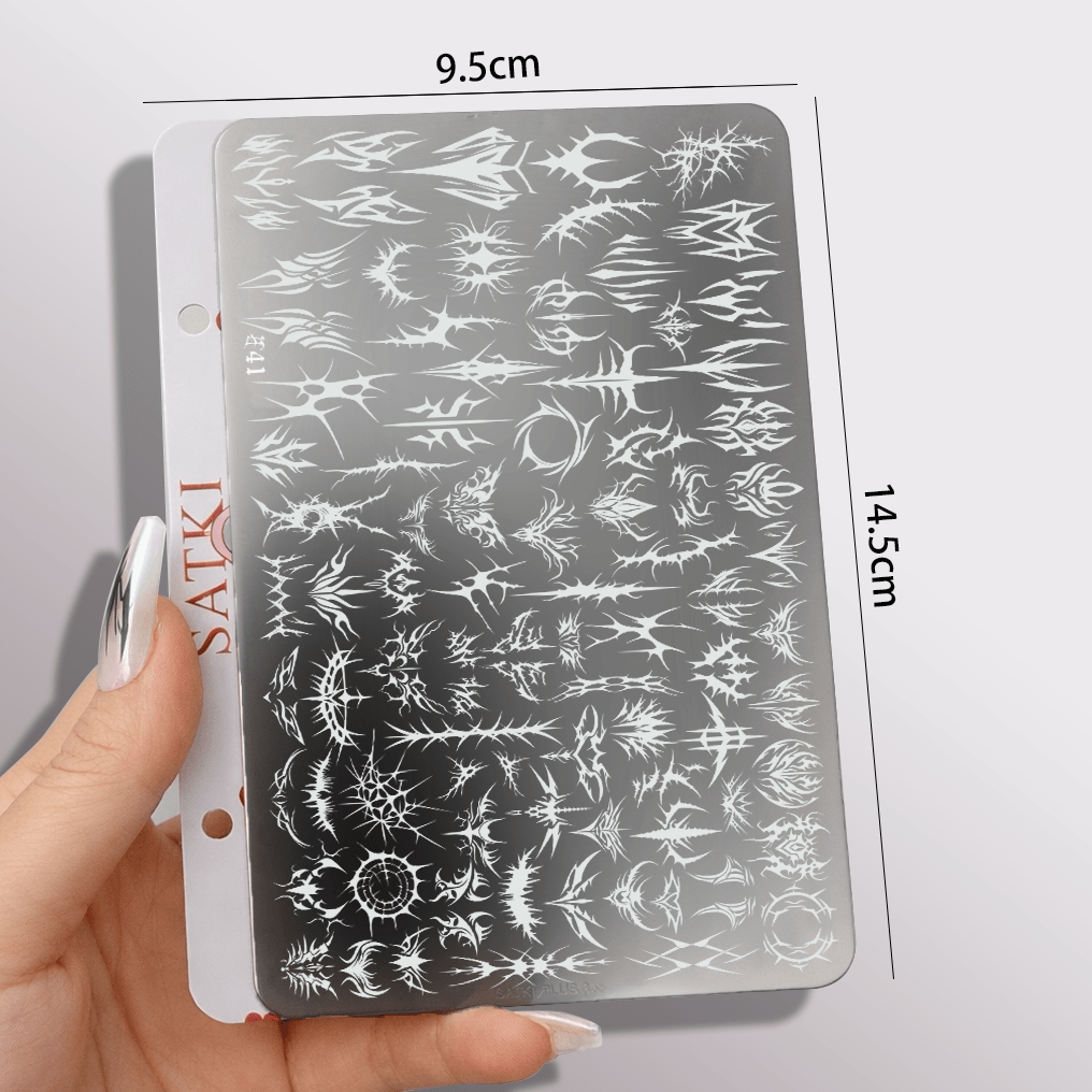 Nail Art Stamping Plate, Flame Gothic Letter Print Nail Decor Template, Beginner Nail Stamping Plate, Nail Polish Stamping Mold, Nail Art Stamping Template, Transparent Stamping Silicone Stamp, Nail Art Tools - Black and White - View 9