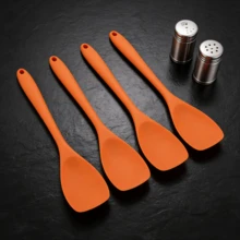 Bộ 2/4/6 chiếc thìa silicon chịu nhiệt màu xanh dương/đỏ/hồng/cam/xanh lá cây, loại lớn, chống dính, chắc chắn với cạnh cạo tích hợp – Dụng cụ nhà bếp dùng để nướng, trộn, lật. - 4 cái - Xem 14