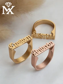 Customized Name Ring, Personalized Fashion Jewelry Gift. Minimalist Style Custom Design, Suitable For Birthday Gift, Party Gift, Christmas Gift, Bridesmaid Gift, Or Special Occasions Like Anniversary, Valentine's Day, Father's Day, Mother's Day, Graduation Season And Christmas. - Rose Gold - View 8