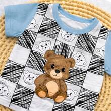 Baby Boy Romper Set Little Boy Bear Teddy Bear Style Fashion Outing 6 To 9 Months - Màu xanh lam - Xem 2
