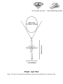 奢华蓝色宝石十字架银项链，礼盒包装，适合女孩生日 - 白色 - 查看 10