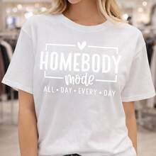 Camiseta de algodón para mujer, estilo casual para el día a día. Camiseta gráfica para mujer, ideal para uso cotidiano o como camiseta conmemorativa para amigos o seres queridos. También adecuada como suéter. Entrega rápida. - Blanco - Ver 6
