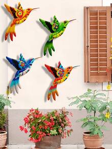 1pc/4pcs Vibrant Metal Hummingbird Wall Art Decor, Suitable For Indoor/Outdoor Decoration, Balcony, Patio, Fence, Wedding Party, Home Decor - Gift For Bird Lovers - A - View 4