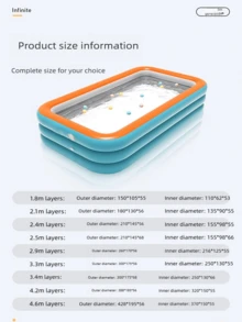 Bồn tắm bơm hơi bằng PVC dày dặn dành cho trẻ em, bể bơi hoạt hình, bể chơi cho trẻ em, bồn tắm gia đình cỡ lớn, món quà tuyệt vời nhất cho gia đình và trẻ em vào mùa hè. - Nhiều màu - Xem 3