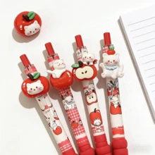 1pc Random Red Apple Cat Plush Pen, Cute & Stylish 0.5mm Black Ballpoint Pen, INS Style High-Quality Black Quick-Drying Pen, Suitable For Writing, Studying, And Taking Notes - One Size - View 8