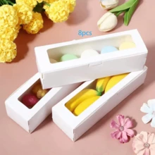 Hộp đựng bánh kiểu phương Tây tối giản (5-25 chiếc), hộp đựng bánh macaron, hộp đựng bánh ngọt bằng nhựa PVC có nắp lật và cửa sổ, hộp đựng bánh quy, kẹo bằng bìa cứng màu trắng. - trắng - Xem 8