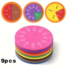 1pc EVA Educational Tool For Teaching Fractions - 9pcs Set Auxiliary Display Addition And Subtraction, Scientific Learning Model - Multicolor - View 3