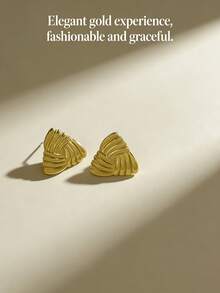 不锈钢镀金耳环，优雅女士耳环，低过敏性无镍哑光耳环，厚款金色女士耳环，时尚三角形几何纹理轻盈防过敏耳环，复古舞会饰品，女士耳环，时尚厚款独特吊坠耳环，女士金耳环套装，精致金吊坠耳环，防过敏耳环，时尚饰品，女士礼物，派对礼物 - 彩色 - 查看 2