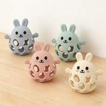 1pc Baby Hollow Rabbit Teether, Silicone Grab Ball Toy, Easy To Grip, Great Gift For Easter, Thanksgiving, Christmas - Multicolor - View 6