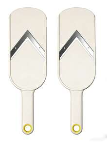 2件套不锈钢V型刀片蔬菜切片器，带清洁刷，可轻松切丝卷心菜、胡萝卜和沙拉食材 - 白色 - 查看 2