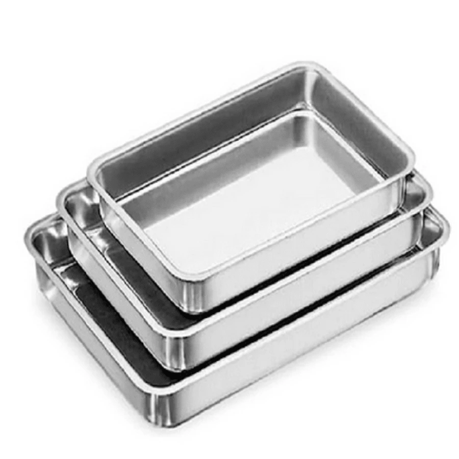 3-Piece Rectangular Aluminum Baking Pan Set – Cake And Roast Pans ...