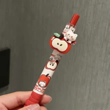 1pc Random Red Apple Cat Plush Pen, Cute & Stylish 0.5mm Black Ballpoint Pen, INS Style High-Quality Black Quick-Drying Pen, Suitable For Writing, Studying, And Taking Notes - One Size - View 9