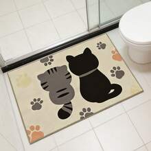 1 pieza Felpudo de entrada/baño con diseño de gato de dibujos animados/Felpudo antideslizante y fácil de limpiar para balcón/Silueta adorable de gato/Felpudo decorativo para el hogar/Felpudo de baño/Felpudo de entrada, dormitorio y mesita/Felpudo con huella de gato resistente a la suciedad y lavable/Felpudo de entrada universal para todas las estaciones - multicolor - Ver 5