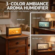 W&O 2026 New Sunrise Golden Mountain Themed Air Diffuser Humidifier, Aromatherapy Essential Oil Diffuser, Ultrasonic Aromatherapy Humidifier With Timer, Suitable For Home, Bedroom, Office, Yoga Room. - 白色 - 查看 6