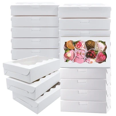 8/24pcs - Cookie & Pastry Boxes With Clear Window, Size: 7 X 4.3 X 1.5 Inches, White Cardboard Material, Premium Bakery Gift Boxes For Desserts, Suitable For Party, Christmas, Wedding, Birthday And Other Occasions