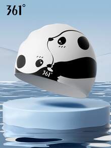 361degree 361°泳帽，可爱熊猫造型，内里防滑颗粒，有效防摔，硅胶材质，防水，时尚又可爱 - 黑與白 - 查看 1