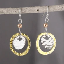 1 Đôi bông tai mặt tròn rỗng phong cách Bohemian cổ điển, quà tặng trang sức dự tiệc thời trang cho nữ - Bạc và Vàng cổ 10 - Xem 7