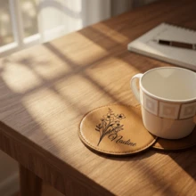 1pc Customized Engraved Leather Coaster, Personalized Name Drink Coaster, Kitchen Coaster, Desk Coaster, Dining Coaster, Wedding Coaster, Coaster Gift, Wedding, Couple, Housewarming, Party, Business, Library, Colleague, Boss, Birthday, New Year, Thanksgiving, Valentine's Day Gift - Multicolor - View 2