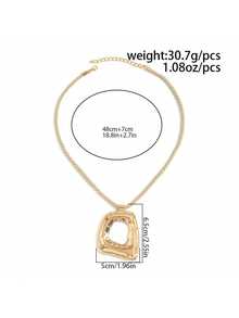 1 Exaggerated Geometric Pendant Necklace, Originating From European And American Design, Paired With Irregular Hollowed Out Retro Twisted Rope Necklace, Suitable For Daily Vacation Parties And Banquets To Wear - Yellow Gold - View 7
