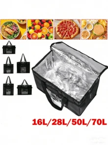 Large Insulated Cooler Bag, Beverage Storage Bag, Lunch Box, Zipper Foil Food Basket, Picnic - Multicolor - View 1