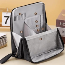 Bolsa de cosméticos de gran capacidad, conveniente para colgar en la maleta, organizador de maquillaje esencial para viajes, estuche de almacenamiento vertical para lápices - Multicolor - Ver 4