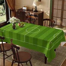 1pc Football Theme Printed Tablecloth, Green Background With Football Pattern, Suitable For Indoor/Outdoor Party And Home Decor, Rectangular Dining Table Cover - Multicolor - View 2