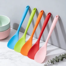 Bộ 2/4/6 chiếc thìa silicon chịu nhiệt màu xanh dương/đỏ/hồng/cam/xanh lá cây, loại lớn, chống dính, chắc chắn với cạnh cạo tích hợp – Dụng cụ nhà bếp dùng để nướng, trộn, lật. - 4 cái - Xem 11