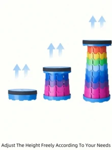 1 pezzo Sgabello pieghevole regolabile, sedia portatile con altezza regolabile per escursionismo, campeggio, pesca & attesa in uso interno ed esterno multiuso, regalo perfetto per le vacanze - multicolore - Visualizzare 12