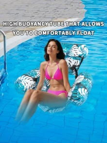 Hamaca inflable para piscina: Una silla de ocio estampada para adultos - Perfecta para vacaciones, fiestas y relajación. Esta hamaca para exteriores es un elemento esencial para la playa y la piscina, ideal para fotos, juegos acuáticos, relajarse y entretenimiento. ¡Un verdadero imprescindible para la playa! - flotador inflable - Ver 8