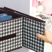 1pc Houndstooth Pattern Foldable Storage Organizer Box, Large Capacity Home Organization Bin For Clothes, Toys, Books, Towels, Closet, Bedroom, Living Room, Shelf, Cabinet, Dorm, Decorative Stackable Collapsible Storage Container Bin With Handles, Multi-Purpose Space Saving Organizer For Home Essentials - Multicolor - View 6