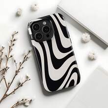 Y2K / Dopamine Style Black Wavy Pattern Phone Case - Compatible With IPhone 17, 16, 15, 14, 13, 12, 11 Pro Max, Galaxy S25, S24 Ultra, And Other Models - Black - View 8