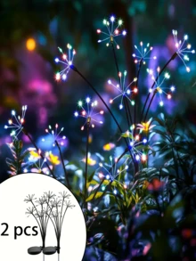 2pcs Solar Fairy Lights, LED Fireworks Lights, Outdoor Garden Decorative Lights, Solar Powered, Suitable For Garden, Lawn, Garage, Walkway, Home Decor, Holiday Decor, Birthday Decor, Yard Decor And Outdoor Path Lighting - Solar-powered Starburst Lamp - View 11