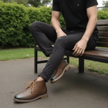 Men's Desert Boots, Classic Retro Derby Boots, Casual Commuter Ankle Boots - Brown - View 6