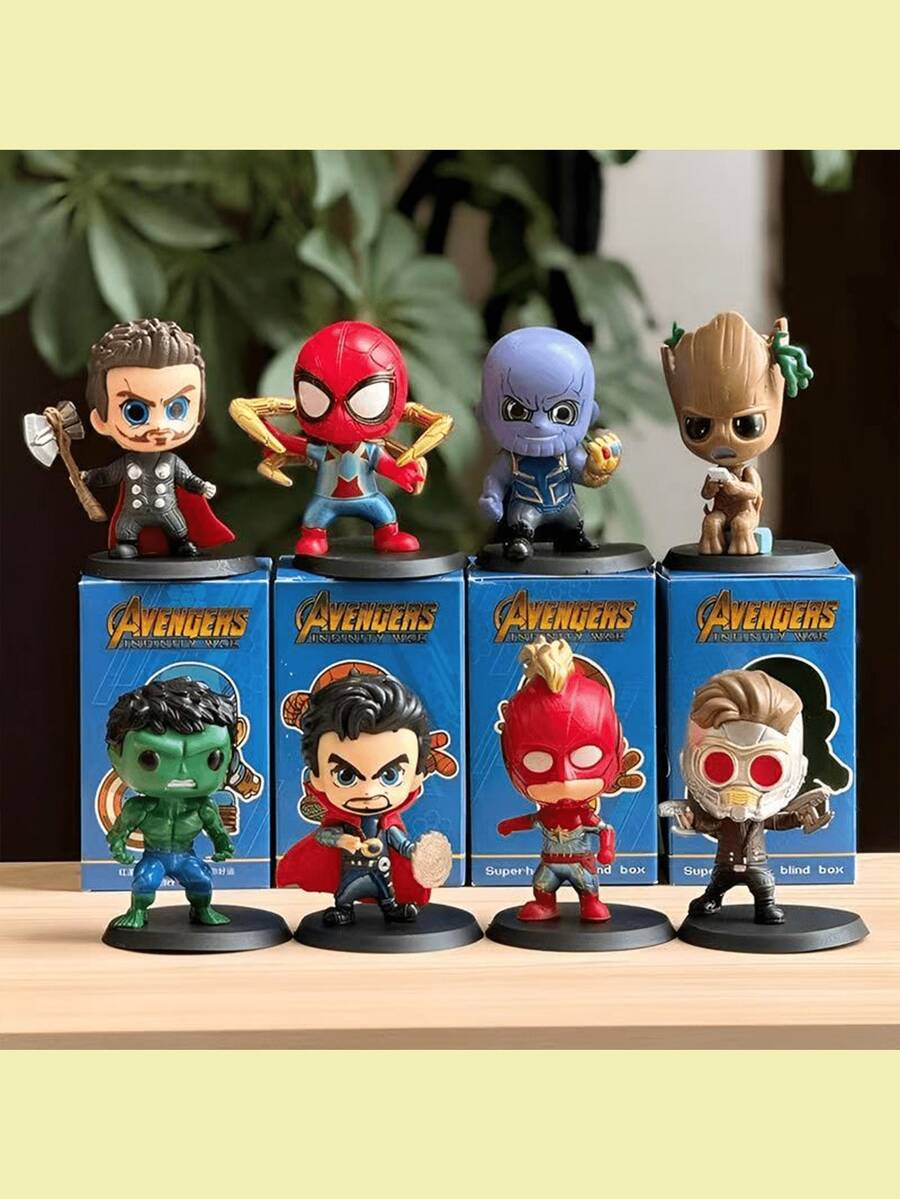 Marvel 漫威复仇者联盟盲盒人偶，全新系列迷你可动人偶，送给朋友、生日、复活节派对的绝佳礼物，超级英雄，蜘蛛侠，男孩女孩皆宜，惊喜盲袋，热门收藏品，惊喜礼物 - 彩色 - 查看 1