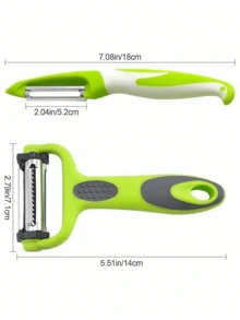 三合一不锈钢旋转削皮器，适用于土豆、苹果、蔬菜，包含 I 型和 Y 型削皮器，并带有切丝功能。 - 彩色 - 查看 12