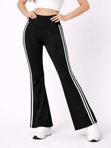 Basic Black High-Waisted Flare Leggings - Autumn/Winter Collection - 黑色 - 查看 2
