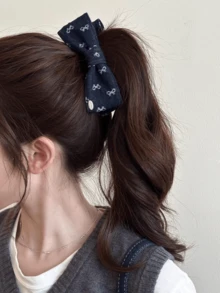 Women's Fashion Denim Blue Bow Hair Clip, Banana Clip For Bun, Ponytail, Versatile Twist Clip - Multicolor - View 5