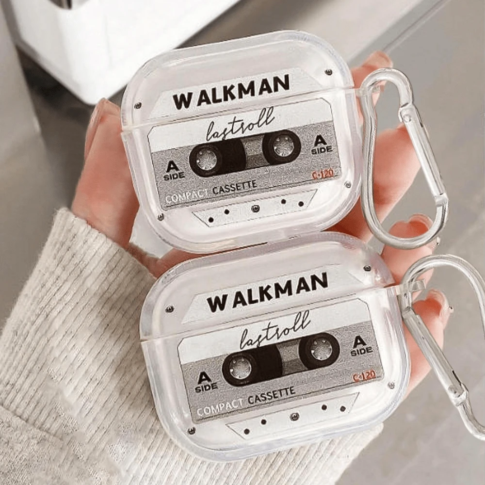复古音乐磁带收音机耳机盒，WALKMAN Element耳机盒，Y2K风格，透明耳机盒，带一个耳机盒挂钩夹，兼容多种耳机盒，兼容Air Pro 3耳机盒，兼容Air Pro（第二代），兼容Air 3，兼容Air Pro，兼容Air 1/2，兼容Air - 彩色 - 查看 1