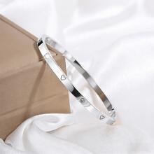 Bộ 3 vòng tay hình trái tim bằng thép không gỉ, đính đá Cubic Zirconia, trang sức thời trang phù hợp cho nữ giới đeo hàng ngày và làm quà tặng. - Bạc 1 - Xem 9