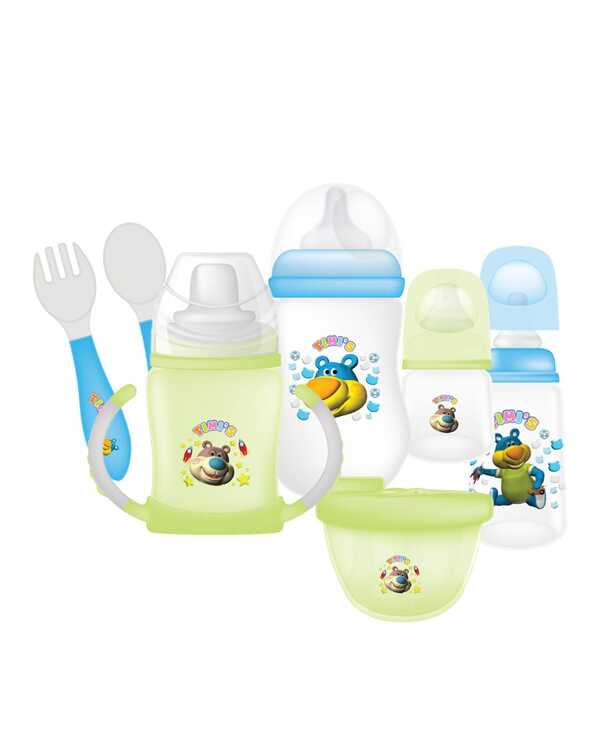 TIMI'S PLAYGROUND Kit Bebé Biberones Variflo Vaso Entrenador Cubiertos BPA Libre