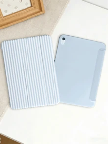 白色条纹元素设计扁平保护壳，兼容 iPad 10.2 英寸（A16）、11 英寸第 11 代（2025 年款）、第 9/10 代、Air 4 代 10.9 英寸、Galaxy Tab S6 Lite 10.4 英寸，防摔，带笔槽，支持睡眠/唤醒功能，浪漫礼物。 - 淺藍色 - 查看 2