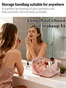 2pcs Cosmetic Bag Set, Large Capacity Dustproof Portable Makeup Bag, Makeup Brush Organizer, Multi-Functional Travel Toiletry Bag - Multicolor - View 3