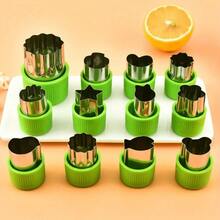 6/8/9/12 piezas Molde aleatorio de cortador de verduras, frutas, flores, animales y dibujos animados para galletas, fondant, herramientas de cocción para niños, utensilios de cocina para lonchera escolar - Combinación - Ver 13