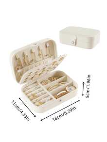 1pc 3-Layer Large Capacity Leather Jewelry Box - Suitable For Rings, Earrings, Necklaces, Watches Etc. (White), Dust-Proof, Waterproof, Anti-Oxidation, Large Capacity Jewelry Box, Bedroom Vanity Jewelry Organizer - White - View 7
