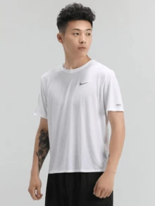 Nike DRI-FIT MILER Training Fitness Crew Neck Pullover Running Short-Sleeve T-Shirt Men's White - White - View 1