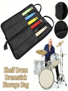 1 pieza Bolsa para baquetas de batería, acolchada gruesa para sostener 4 pares de baquetas, opciones de multicolor, diseño de mochila portátil, accesorio de instrumento perfecto como regalo - Multicolor - Ver 2