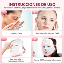 CASALIVA Máscara Led Facial De 7 Colores Dispositivo De Terapia De Luz Facial Terapia De Luz Roja Se Adapta A Todo Tipo De Piel Reduce Manchas Elimina Arrugas Másca - Multicolor - Ver 3
