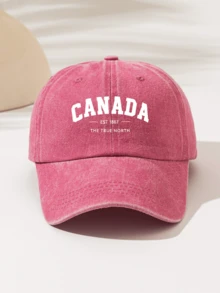 1pc "CANADA -EST 1867-THE TRUE NORTH" Printed Design, Fashionable Gift For Family And Friends, Suitable For All Seasons, Outdoor Sports, Lightweight And Portable,Summer,Beach,Hat,Holiday,Travel - Washed Baseball Cap - View 12